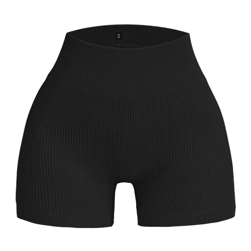 Black ribbed shorts on a white background